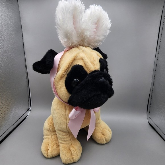Ganz Easter Pug Plush Puppy Dog Bunny Ears Realistic Stuffed Animal Toy - Picture 2 of 12
